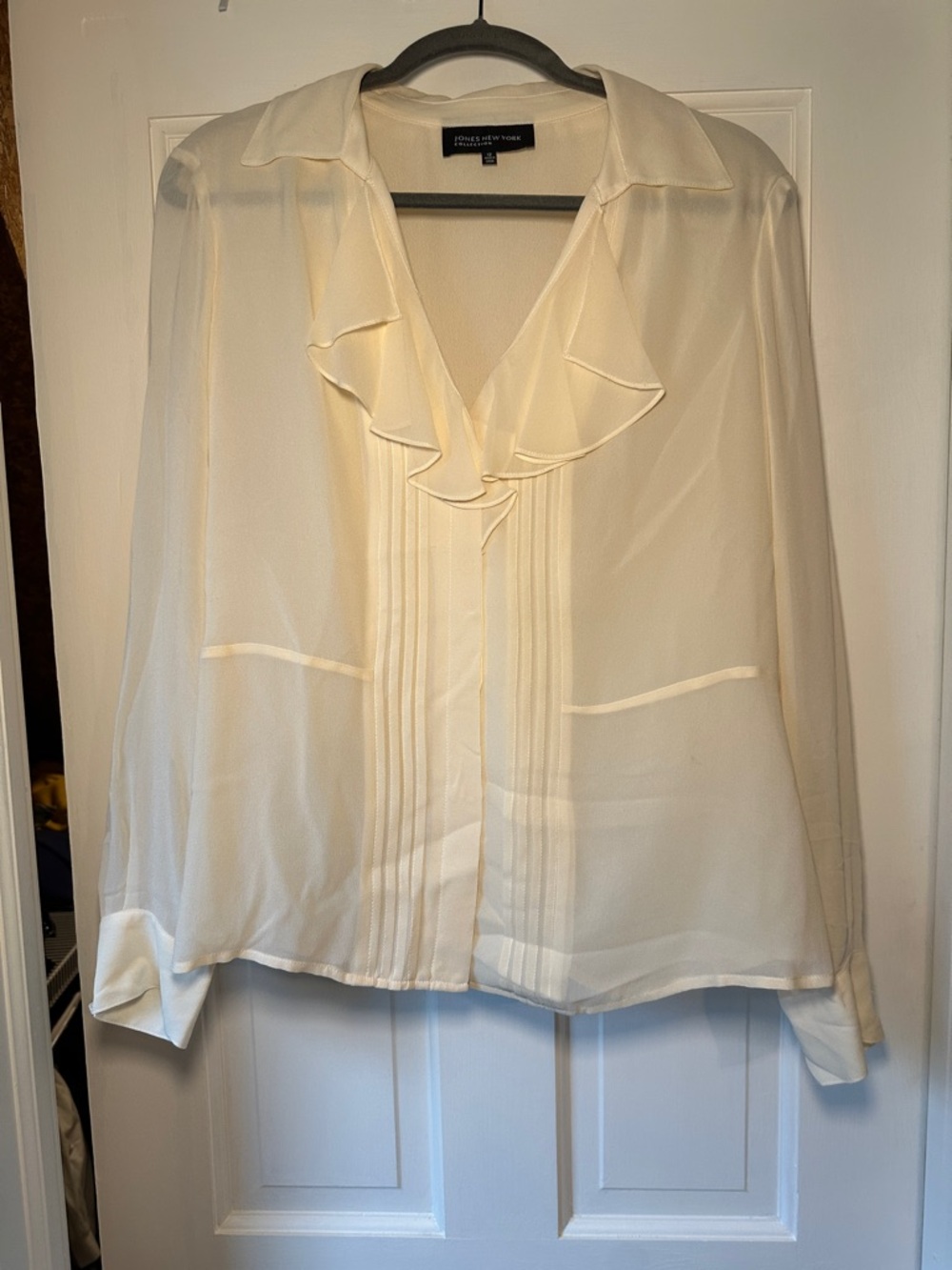 Ivanka Trump Cream Ruffle Pintuck Blouse